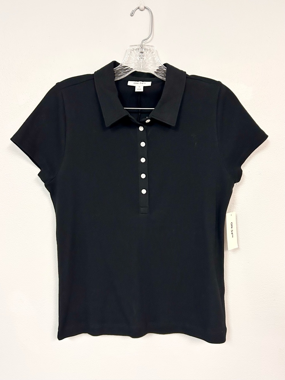 ON 34th ♠️ NWT Women’s Black Button Up Henley Tee - Size M